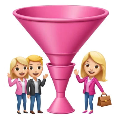 pink sales funnel with people inside sticker