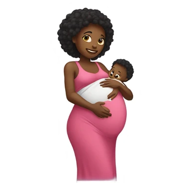 Black pregnant mom holding baby sticker