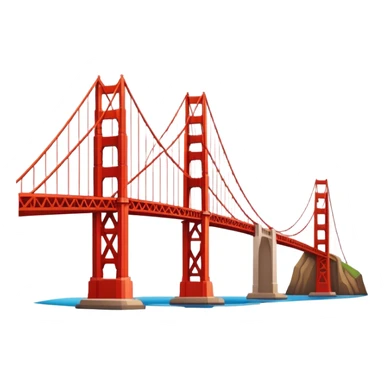 Cinematic Realistic Golden Gate Bridge Landmark Emoji, depicted with the iconic suspension bridge rendered with rich detail and vibrant, dynamic lighting. sticker