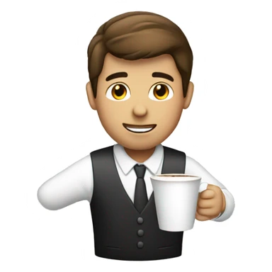 male in white collared shirt drinking coffee sticker
