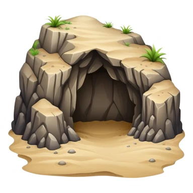 generate realistic detailed cave in 3d style with sand  sticker