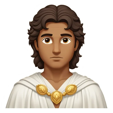 Cinematic Realistic Hercules Portrait, depicted as a classical Greek hero inspired by the Disney version yet echoing the refined proportions and serene dignity of Michelangelo's David. His idealized, sun-kissed bronze skin glows with timeless strength, and his thick, wavy dark hair falls in natural, sculpted curls. Draped in a flowing white robe with delicate golden accents, his expressive eyes radiate determined nobility, all rendered under dynamic natural lighting with a mythic, radiant glow. sticker