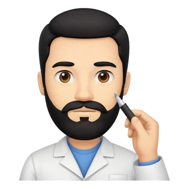 A man with black hair and a beard passing a big test sticker