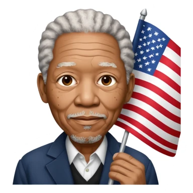 morgan freeman holding an american flag sticker