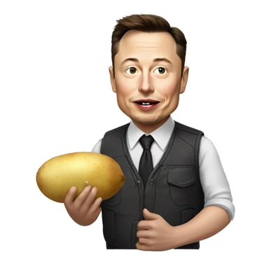 Elon Musk eating a potato sticker