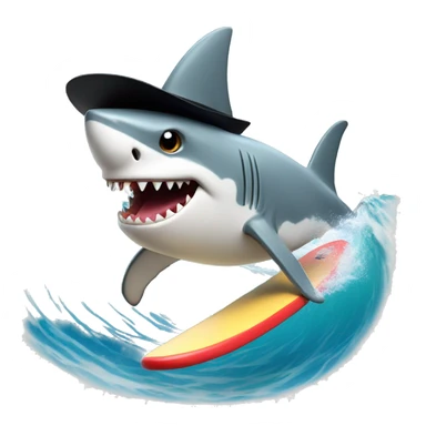 Shark with top hat surfing  sticker