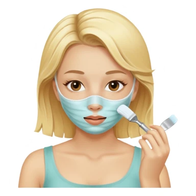 Una chica rubia haciendo skincare sticker
