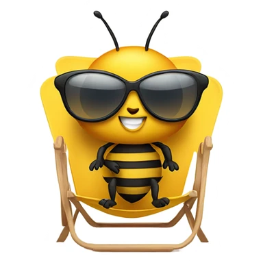 Bee wearing sunglasses while sat on a beach chair sticker