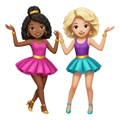 Best friends dancing at a party: one black girl one white girl sticker