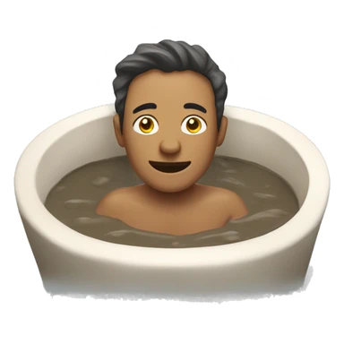 a man inside a mud bath in a bathtub spa sticker