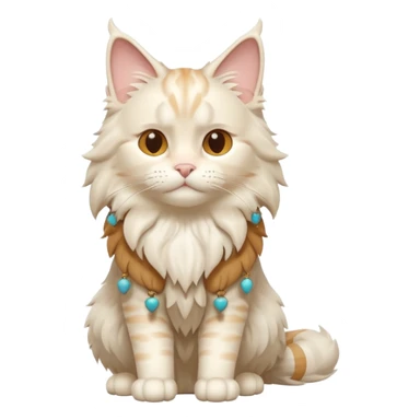 A 3D cartoon cream-white Maine Coon cat with thick fluffy fur, elegant posture, warm soft shadows, Memoji-style cinematic detail. full body or half body. sticker