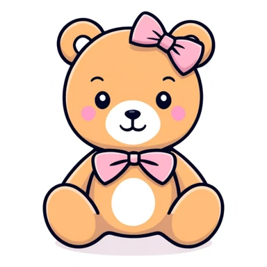 Teddy bear with white and pink bow sticker