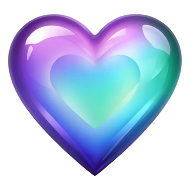 Gradient iridescent purple indigo blue cyan green crystal heart sticker