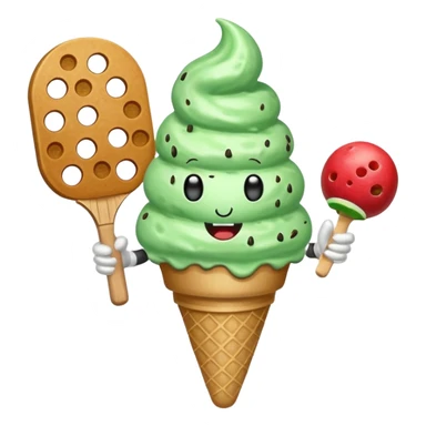 A Mint ice cream cone playing pickleball sticker