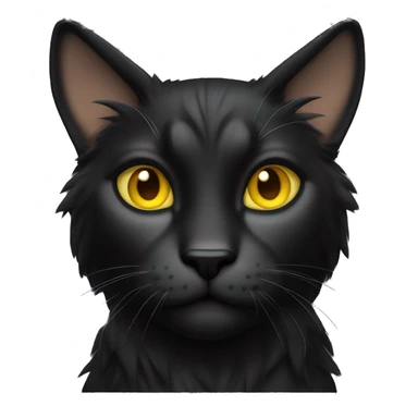 Pointed black ear tufts like lynx sleek solid black furred cat full body yellow eyes  sticker