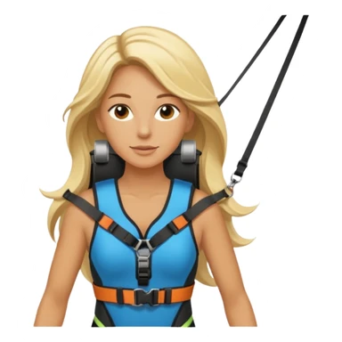 Blonde long haired ladie Kitesurfing with harness sticker