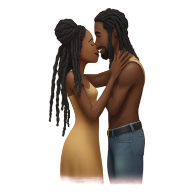 Black man with dreadlocks having a romantic kiss sticker