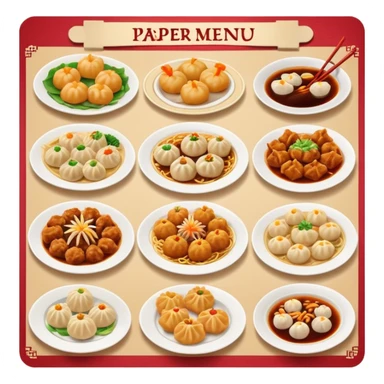Paper menu with Chinese dishes sticker