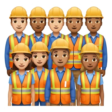 construction workers and janitors together, emoji style sticker