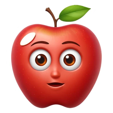 crea una manzana tipo emoji con  ojos y boca 3d tipo pixar sticker