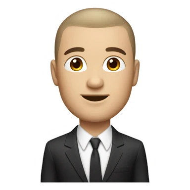 memoji of a white male in suit and with buzzcut dark hair, no beard sticker
