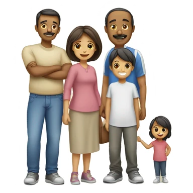 familia de papa, mama y 2 niños mayores y 1 niña menr  sticker