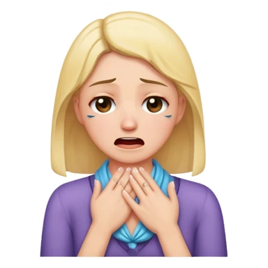 women holding hands around neck crying sticker