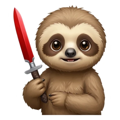 Cute little sloth holding a knife but looking cute but evil sticker