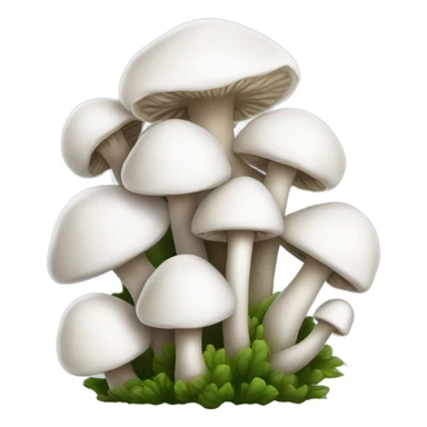 Bundle of white mushroom with long&thin stem and very small pileus sticker