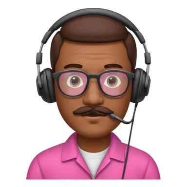headphone and spectacles, mustached pink man sticker