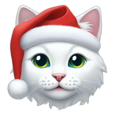 christmas white kitty in red hat sticker