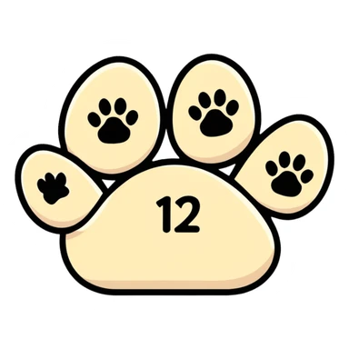 puppy paw print with number 12 inside sticker