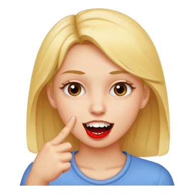 Girl biting finger with teeth only index finger sticker
