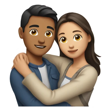 Young Filipino man young brunette woman hug sticker