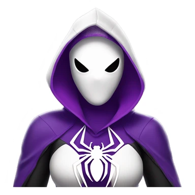 spider gwen wearing a mask and hood purple and white iphone sticker