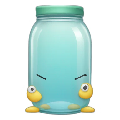 a glass jar standing on the floor between two legs sticker