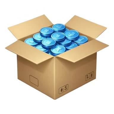 blue coins credit in a package sticker