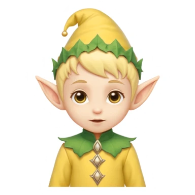 Tiny elf baby with pointy ears and hat, yellow outfit sticker
