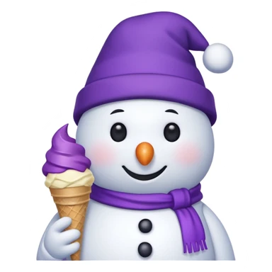 snowman wearing purple cap with ice cream  sticker