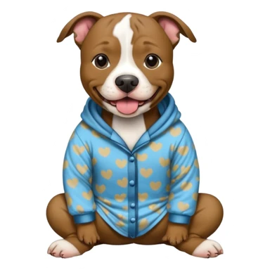a brindled, black and tan pit bull wearing comfy pajamas sticker