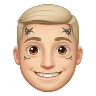 white man with small face tattoo, smiling sticker