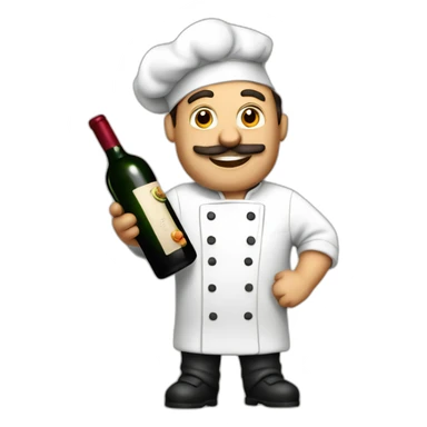 italian chef with a bottle of red wine in hand sticker