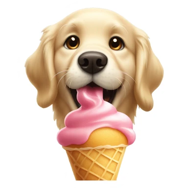 Golden retriever comiendo helado  sticker