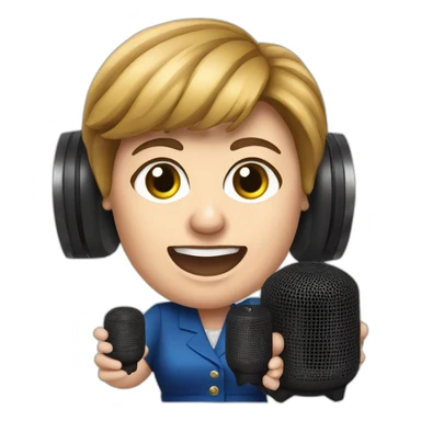 Angela Merkel with a big music speaker in her hand sticker