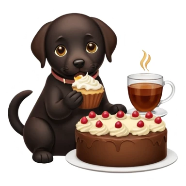 Cup of Tea cake black Labrador  sticker