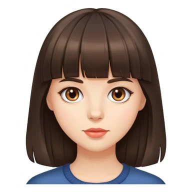 Create an emoji of a brunette girl with bangs sticker