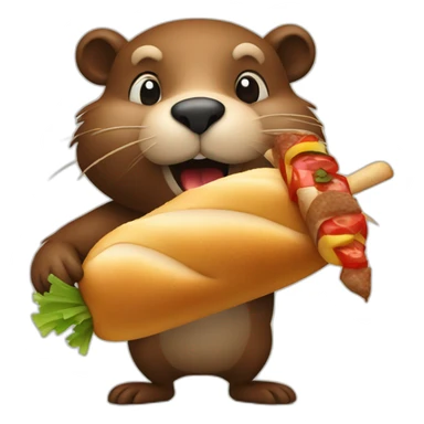 a beaver eating a kebab sticker