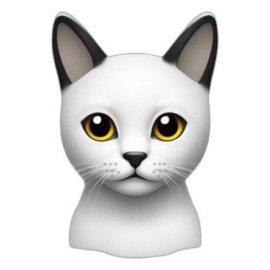 Gato color blanco con negro con una linea negra en su cara de lado derecho sticker