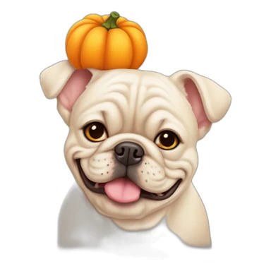 Bouledogue avec une citrouille sticker