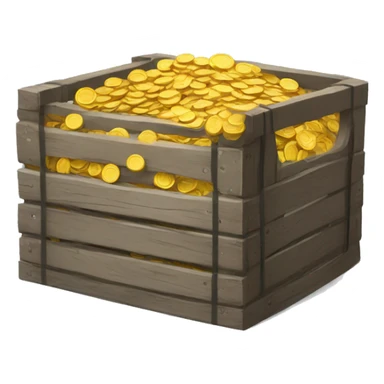 old open crate filled with coins sticker